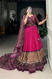 Bandhej With Ajarakh Print Silk Lehenga Choli - women's fashion mart