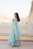 New Sequins Embroidery Work Anarkali Suit Set - women's fashion mart