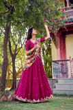 Stunning Sequins Tread Embroidery With Kalamkari Printed Lehenga Choli