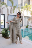 Luxury Ho Silk Designer Multi With Thread Embroidery Suit Set