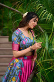 Kalamkari printed lehenga choli dupatta set -Lehenga Choli Pink / Semi Stitched women's fashion mart