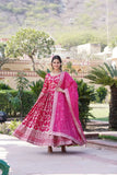 Jacquard With Sequins Embroidered Work Gown & Dupatta Set - women's fashion mart