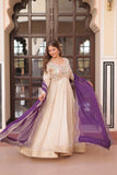 Cosmos Weaving Jacquard Crafted Pearl beads Embroidered Work Gown With Dupatta