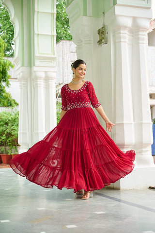 Stunning Beads Embroidery Work Beautiful Gown