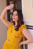 Stunning Sequins Multi Tread Beads Embroidered Work Women Gown