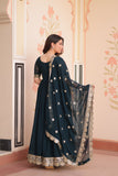 Embroidered Zari Sequins Work Festival Special Gown With Dupatta