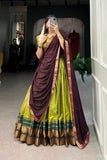 Elegant Traditional Zari Border Lehengas with Contrasting Dupattas Perfect for Festive & Wedding Occasions - women's fashion mart