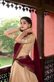 Awesome Kanchipuram Beige Color Lehenga Choli