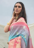Alluring Blue And Pink Gorgeous Shaded Woven Banarasi Saree