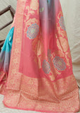 Alluring Blue And Pink Gorgeous Shaded Woven Banarasi Saree