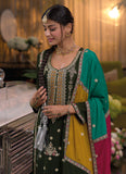 Marvelous Mehndi Green Embroidery Salwar Kameez Suit - women's fashion mart
