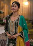 Marvelous Mehndi Green Embroidery Salwar Kameez Suit - women's fashion mart