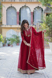 Stunning Georgette Embroidered Beautiful Gown Set