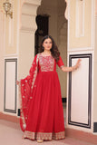 Embroidered Zari Sequins Work Festival Special Gown With Dupatta