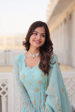 New Sequins Embroidery Work Anarkali Suit Set - women's fashion mart