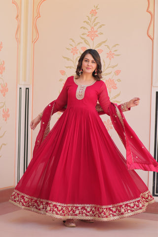 Stunning Designer Georgette Sequins Embroidered Beautiful Gown