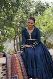 Beautiful Frill Stitching Designer Festival And Wedding Gown And Dupatta Set