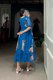 Firozi Floral Printed Georgette Dress - women's fashion mart