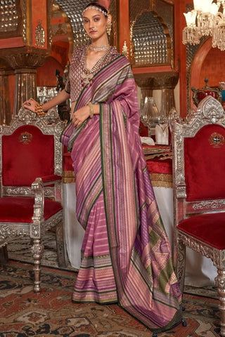 Stunning Berry Pink Kanjivaram and Patola Printed Silk Saree - women's fashion mart