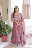 Premium Designer Sequins Beads Embroidery Gown With Dupatta Set