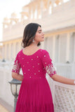 Embroidered Sequins Work Designer Women Gown -WOMEN FASHION Purple / M women's fashion mart