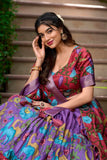 Kalamkari printed lehenga choli dupatta set -Lehenga Choli Pink / Semi Stitched women's fashion mart