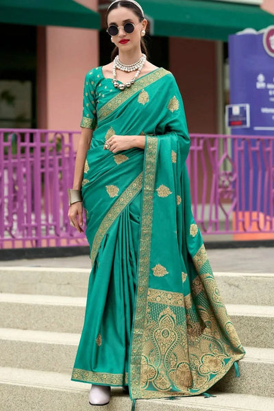 Viridian Green  Banarasi Handloom Saree - women's fashion mart