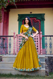 Stunning Sequins Tread Embroidery With Kalamkari Printed Lehenga Choli