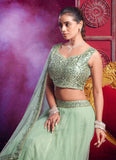 Light Pista Green Designer Classic Lehenga Choli - women's fashion mart