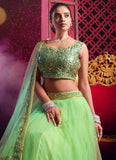Dark  Pista Green Designer Classic Lehenga Choli - women's fashion mart