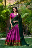 Elegant Traditional Zari Border Lehengas with Contrasting Dupattas Perfect for Festive & Wedding Occasions - women's fashion mart