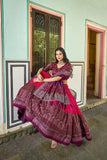 Kashmiri Printed Silk Lehenga Choli -WOMEN FASHION Pink women's fashion mart