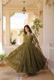 Stunning Designer Embroidered Work Gown With Dupatta Set - women's fashion mart