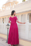 Embroidered Sequins Work Designer Women Gown - women's fashion mart