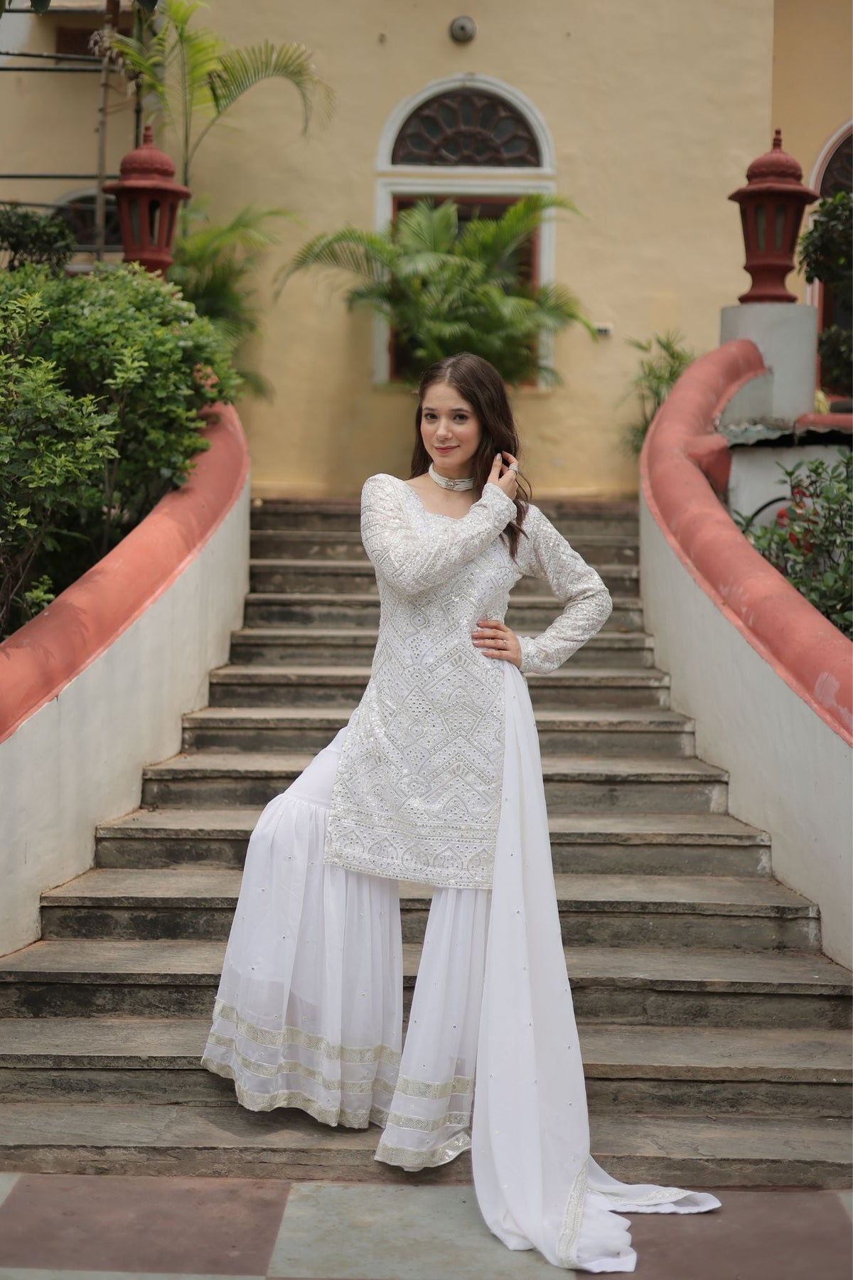 Georgette Sequins Thread Embroidered Work Women Suit Set - women's fashion mart