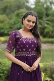 Luxury Zari Thread Sequins Embroidery Work Gown