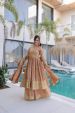 Premium Embroidered Kurti Sharara Dupatta Set For Women