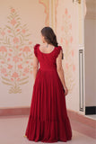 Stunning Sequins Multi Tread Beads Embroidered Work Women Gown