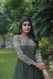 Elevate Style With Embroidery Zari Sequins-Work Designer Gowns -WOMEN FASHION Purple / M women's fashion mart
