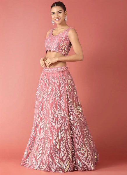 Fabulous Embroidered Classic Pink Lehenga Choli - women's fashion mart