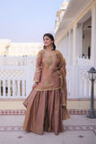 Fendi Crush Zari Sequins Embroidered Kurti Sharara Set With Designer Dupatta