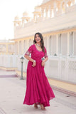Embroidered Sequins Work Designer Women Gown -WOMEN FASHION Purple / M women's fashion mart
