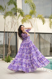 Floral Printed Georgette Women Tiered Gown