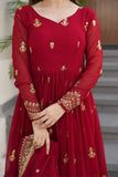 Luxury Faux Blooming Zari And Sequin Embroidered Designer Gown With Dupatta