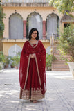 Elegance Luxury Designer Embroidered Work Gown With Dupatta Set