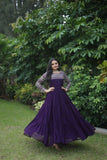 Elevate Style With Embroidery Zari Sequins-Work Designer Gowns -WOMEN FASHION Purple / M women's fashion mart