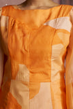 Luxury Pure Muslin Silk Abstract Orange Co Ord Set