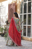 Designer Printed Gold Sequins Embroidered Work Anarkali Gown