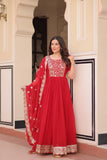 Embroidered Zari Sequins Work Festival Special Gown With Dupatta