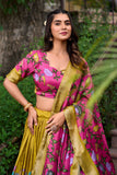 Kalamkari printed lehenga choli dupatta set -Lehenga Choli Pink / Semi Stitched women's fashion mart